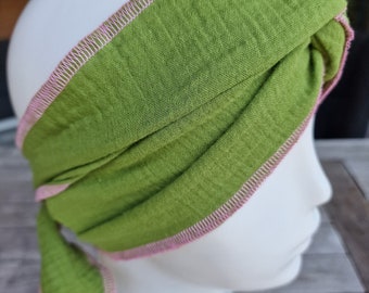 Musselinhaarband Kopftuch  zum selber Binden Haarband aus Musselin Stirnband hellgrün grün