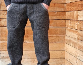 Walk trousers TAKE it AWAY grey men&#39;s trousers made of walked loden, warm trousers, men&#39;s trousers made of wool, winter trousers, outdoor trousers, robust trousers, baggy trousers for men