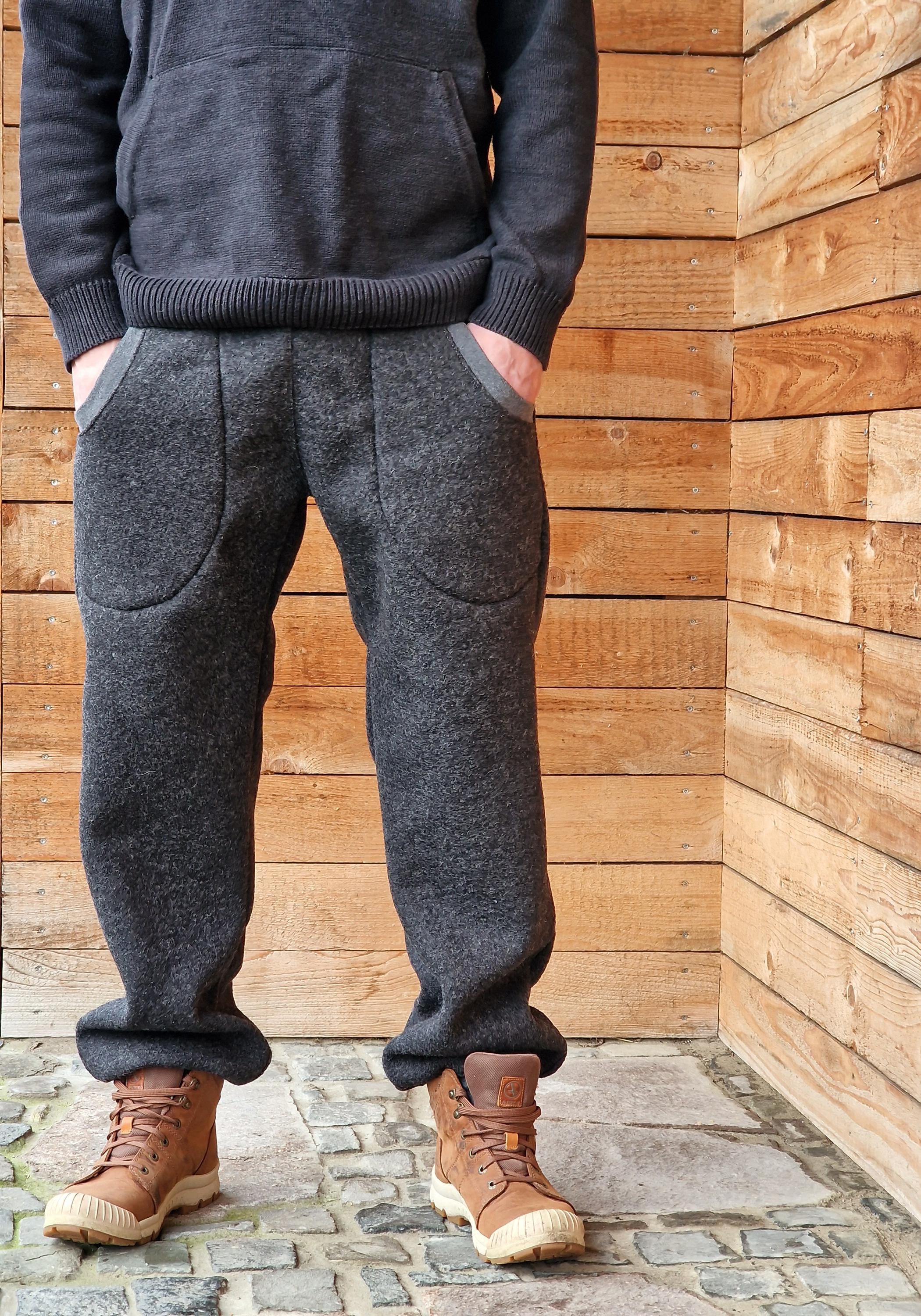 TAKE It AWAY Grey Men's Boiled Wool Trousers, Warm Trousers, Men's Wool  Trousers, Winter Trousers, Outdoor Trousers, Robust Trousers, Men's Harem  Trousers
