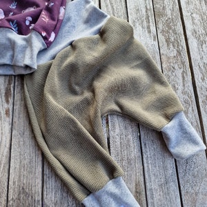 Pants, bloomers for babies and children, baby pants, soft pants, grow-along pants for babies, waffle jersey pants, khaki, mud, children&#39;s pants