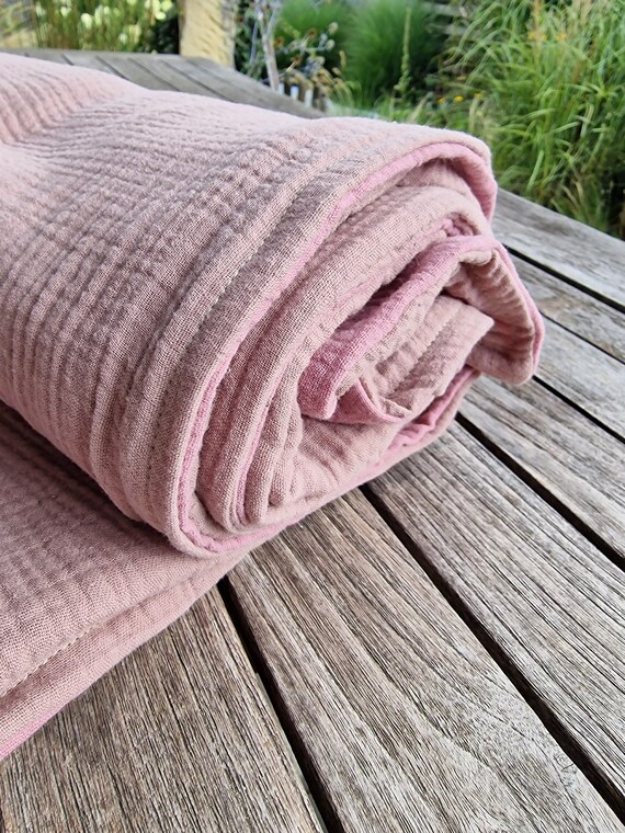 Muslin Blanket Pink Mauve Sizes Selectable Blanket Made of Muslin 4 Layers Cuddly Blanket Wellness Summer Blanket Bedspread Scandi Scandi Design Etsy
