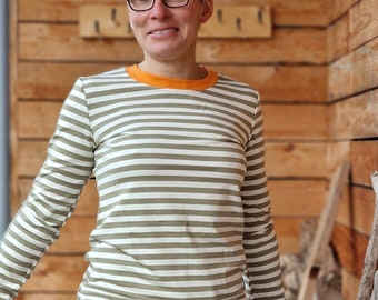 Long-sleeved shirt * Hannah * simple sweater shirt for women women's shirt with long sleeves size s - xxl t-shirt striped shirt sweater with cuffs