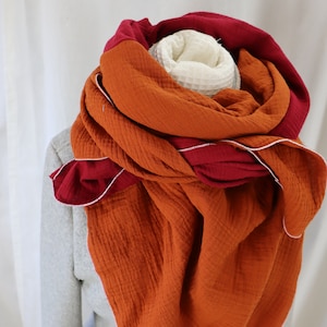 Muslin cloth XXL scarf ladies scarf rust orange red ladies scarf muslin scarf, soft muslin scarf, cotton scarf