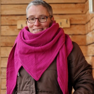 Muslin cloth XXL scarf ladies scarf raspberry ladies scarf made of muslin, triangular scarf for women, accessories, autumn, winter scarf cuddly