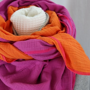 Muslin cloth XXL scarf women's scarf orange pink size selectable women's scarf scarf for women, bright colors women's scarf, muslin, double gauze