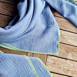 Muslin XXL scarf women&#39;s scarf plain light blue, summer scarf women&#39;s scarf, scarf for women and children, colorful pattern, neckerchief