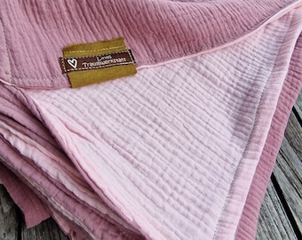 Muslin blanket pink old pink, sizes selectable Blanket made of muslin, 4 layers Cuddly blanket Wellness summer blanket Bedspread Scandinavian Scandinavian design
