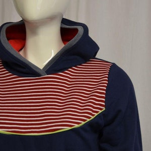 Hoodie Lori Kapuzenpulli Retro Streifen rot Kapuzenpullover, Pullover für Damen, Pulli, Sweater, Sweatshirt mit Kapuze blau maritim Bild 4