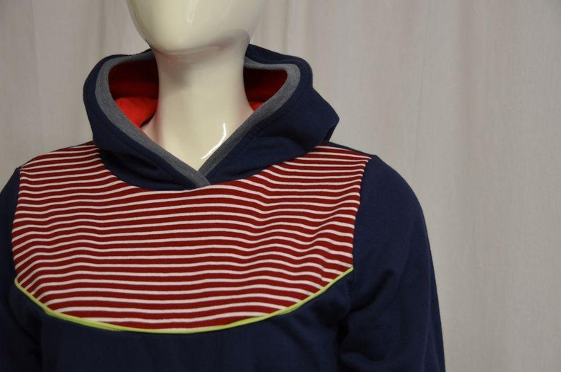 Hoodie Lori Kapuzenpulli Retro Streifen rot Kapuzenpullover, Pullover für Damen, Pulli, Sweater, Sweatshirt mit Kapuze blau maritim Bild 4