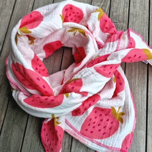 Muslin cloth XXL cloth ladies scarf strawberries strawberry summer colorful cloth ladies scarf + cloth made of muslin shawl wrap scarf size selectable