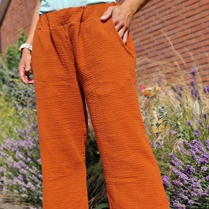 Muslin pants for women | airy pants made of muslin | pants | rust brown | summer pants | Marlene pants | culottes | women&#39;s sizes 34 to 46 | women&#39;s pants