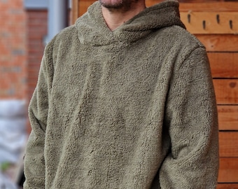 Outdoor hoodie made of plush, hoodie, hoodie, sweater for men made of teddy, fleece top made of fleece oversized jacket jacket sweater
