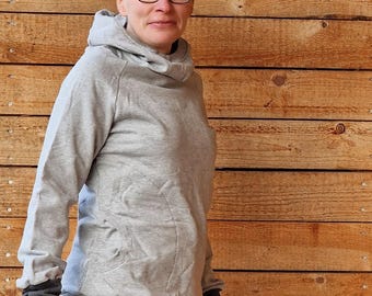 LT Surfwear Hoodie Retro real basic light grey hoodie for women, pullover, women's sweater with hood s-xxl comfortable sweater, maritime