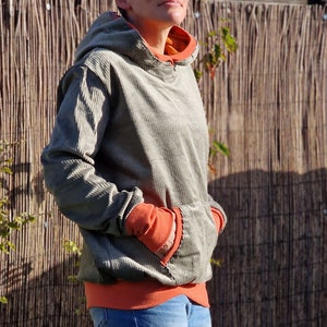 Outdoor hoodie made of corduroy, hooded sweater, hoodie, sweater for women made of robust corduroy, top made of corduroy, oversized jacket, jacket sweater