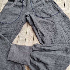 Women&#39;s muslin pants | airy muslin pants | pump pants | gray | summer pants | wide pants | culottes | women&#39;s sizes s to xxl, lightweight pants
