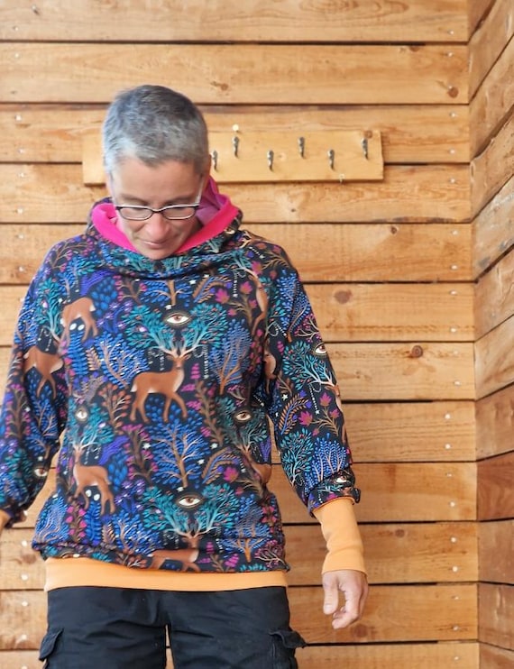 LT Surfwear Hoodie Retro Hirsch Kapuzenpullover für Damen, Pullover,  Damenpulli mit Kapuze s-fxxl gemütlicher Pulli maritim