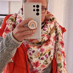 Muslin scarf XXL scarf ladies scarf flowers ladies scarf, scarf made of muslin soft cloth, autumn colour triangular scarf for ladies, ladies scarf