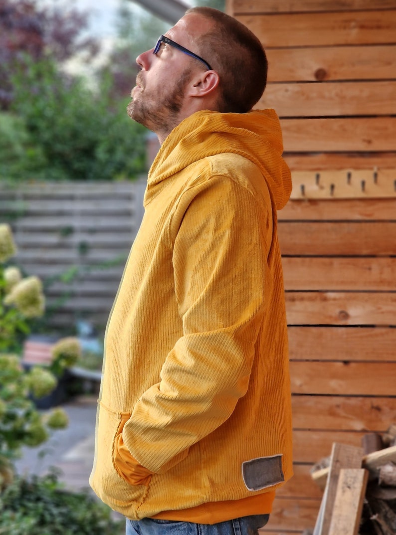 Outdoor hoodie made of corduroy, hooded sweater, hoodie, sweater for men made of robust corduroy, top made of corduroy, oversized jacket, jacket sweater image 4