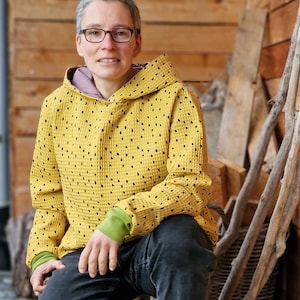 Waffle Muslin Hoodie, Hooded Sweater, Hoodie, Sweater for Women Made of Cotton, Top Made of Muslin Oversized Waffle Sweater Mustard