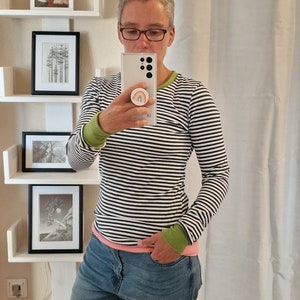 Langarmshirt ** Hannah **  Retro Streifen türkis stripes,  maritim , Shirt für Damen Damenshirt mit langem Arm Größe s - xxl , Streifenshirt