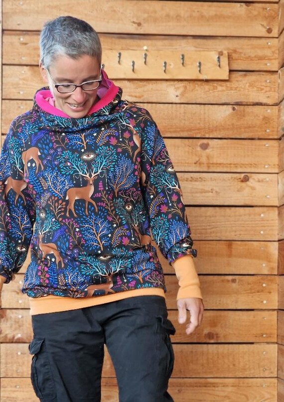 LT Surfwear Hoodie Retro Hirsch Kapuzenpullover für Damen