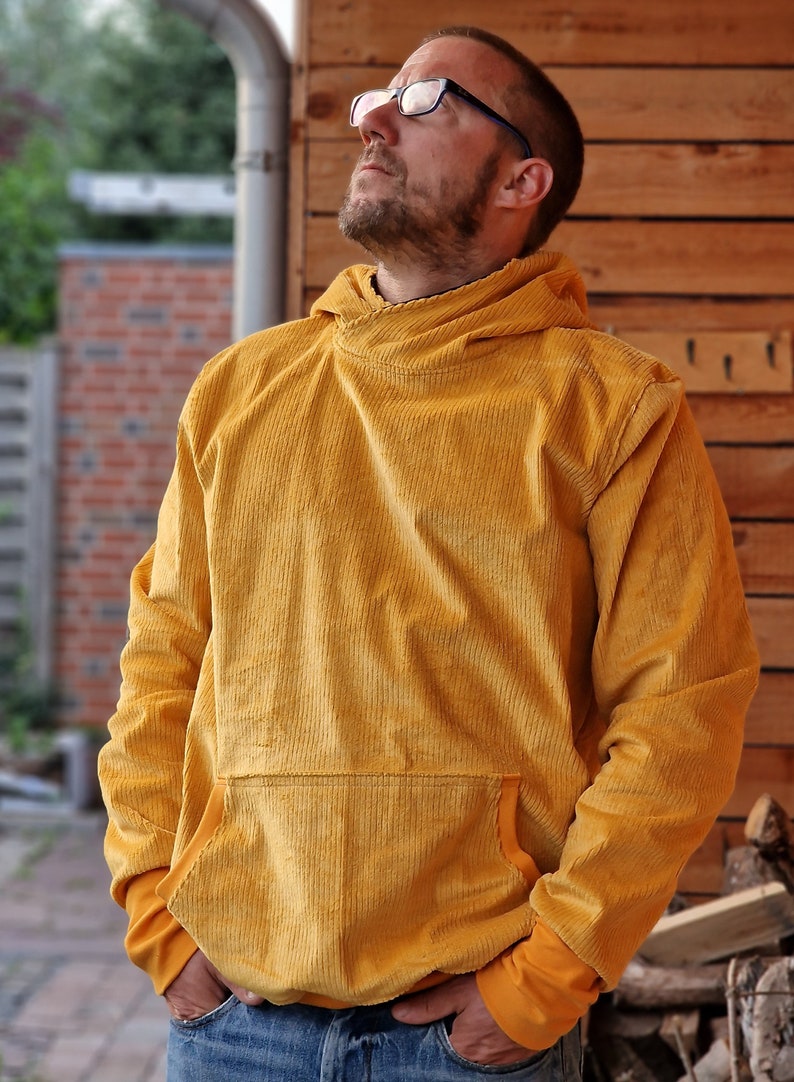 Outdoor hoodie made of corduroy, hooded sweater, hoodie, sweater for men made of robust corduroy, top made of corduroy, oversized jacket, jacket sweater image 6