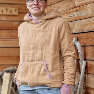 Muslin hoodie hooded sweater, sweater for women made of cotton, top made of muslin quilted sweater muslin sweater stepper