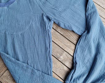 Pantalones de muselina para mujer | Pantalones de muselina vaporosos | Pantalones harén | Azules | Pantalones de verano | Pantalones anchos | Culottes | Tallas S a XXL para mujer, pantalones ligeros