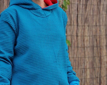Waffle Muslin Hoodie, Hooded Sweatshirt, Hoodie Sweater for
