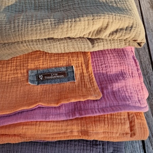 Muslin blanket small Blanket made of muslin Colors freely selectable, 4-layered cuddly blanket Wellness summer blanket Bedspread