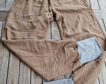 Pantalón muselina mujer | pantalones aireados de muselina | Pantalones bomba | beige | Pantalones de verano | pantalones anchos | culottes | Pantalón ligero mujer talla s a xxl