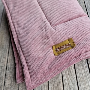 Dog blanket, cuddly blanket, dog mat for dogs, soft mat for dogs made of corduroy, pink, old pink, rose, lined, blanket for dogs, lying mat