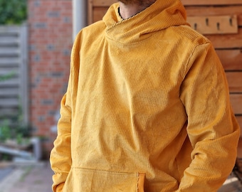 Outdoor hoodie made of corduroy, hooded sweater, hoodie, sweater for men made of robust corduroy, top made of corduroy, oversized jacket, jacket sweater