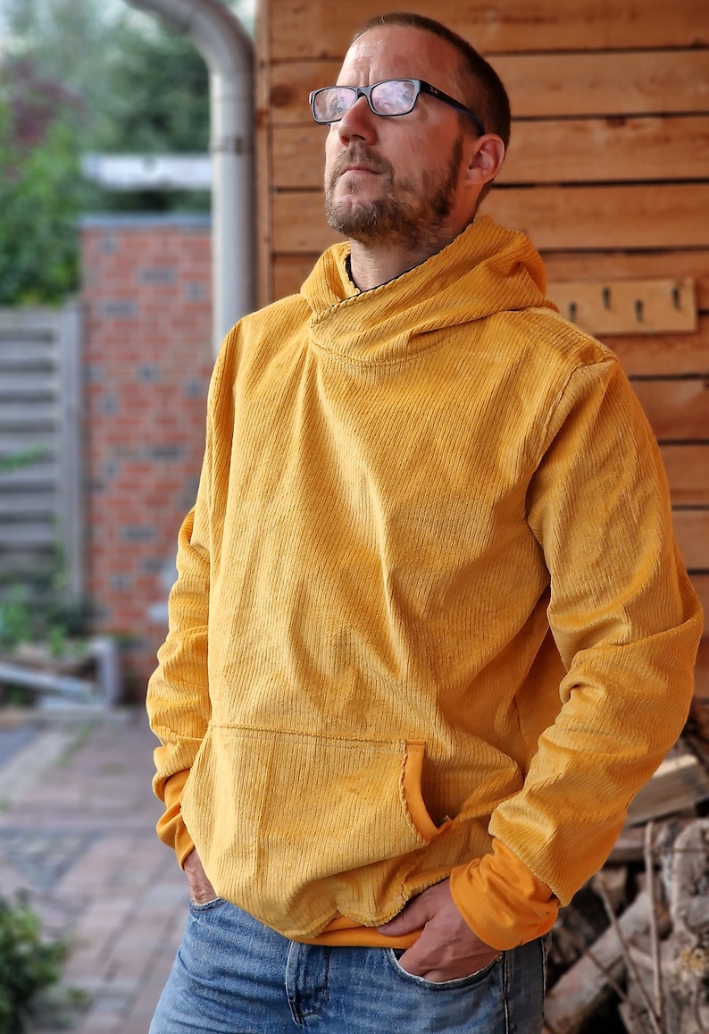 Outdoor hoodie made of corduroy, hooded sweater, hoodie, sweater for men made of robust corduroy, top made of corduroy, oversized jacket, jacket sweater image 1
