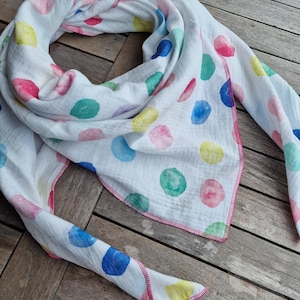Muslin cloth XXL scarf ladies scarf colorful dots pastel summer colorful scarf ladies scarf + scarf made of muslin scarf wrap scarf size selectable