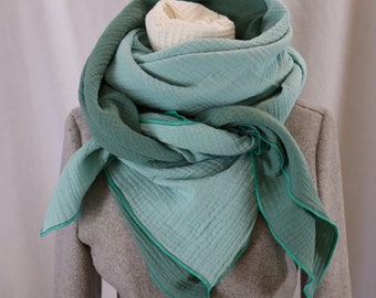 Muslin cloth XXL cloth women's scarf mint emerald women's scarf made of muslin, triangular scarf for women, accessories, autumn, winter scarf