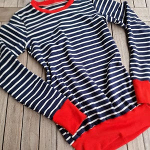 Long-sleeved shirt ** Hannah ** Retro stripes blue women&#39;s shirt, t-shirt with long sleeves, striped shirt for women, women&#39;s t-shirt, striped shirt