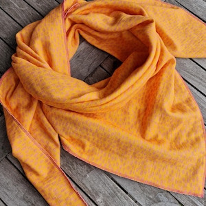 Muslin scarf XXL scarf ladies scarf orange pink ladies scarf, scarf made of muslin soft cloth, autumn colour triangular scarf for ladies, ladies scarf
