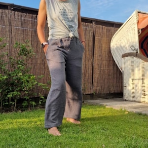 Muslin pants for women | airy pants made of muslin | pants | grey | summer pants | Marlene pants | culottes | women&#39;s size 34 to 46