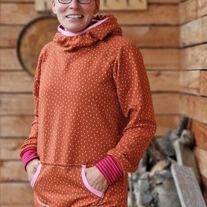 Sweat Dress Hoodie Dress Luise Retro Bird mustard, dress for women, hooded dress, sweat dress, cozy dress, sweatshirt dress