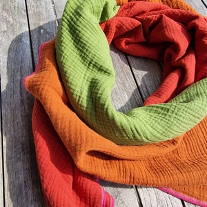 Muslin cloth XXL scarf ladies scarf green orange rust ladies scarf made of muslin soft scarf for ladies in desired size, ladies scarf Double Gauze