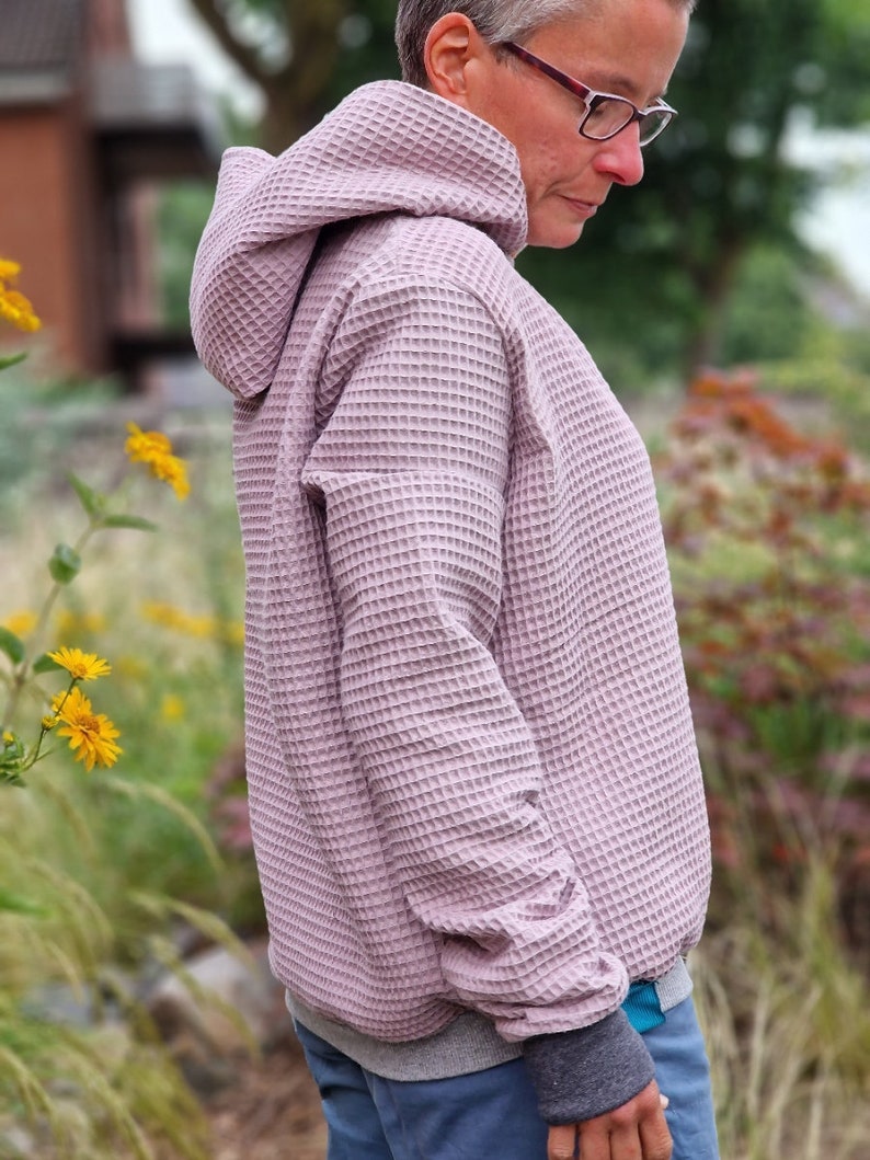 Waffel Musselin Hoodie , Kapuzenpulli, Kapuzenpullover, Pulli für Damen aus Baumwolle, Oberteil aus Musselin Oversized Waffelpullover Bild 10