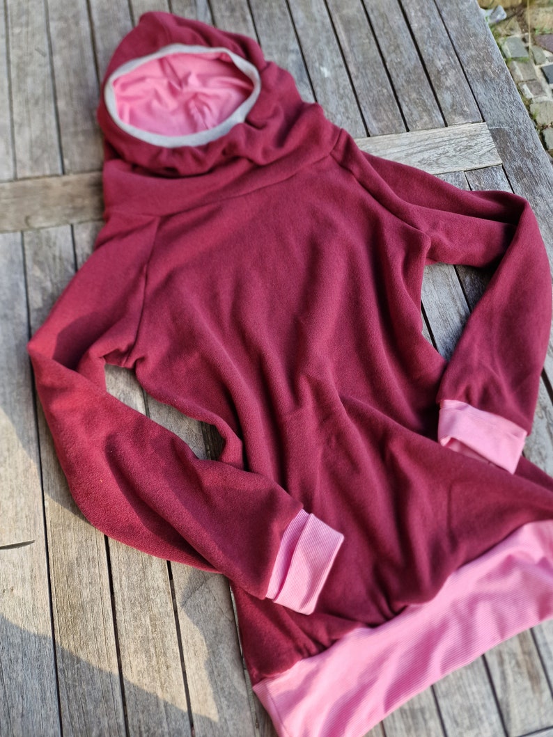 Merino wool hoodie retro merino wool sweater red pink sweater hoodie for women sweater sweatshirt jumper warm image 8