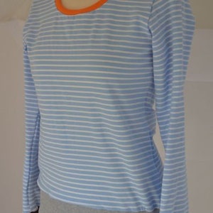 Long-sleeved shirt, shirt Hannah Retro Stripe striped long-sleeved women, shirt for women, striped shirt, striped shirt, light blue, striped image 2