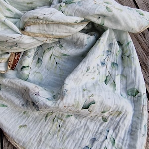 Muslin scarf XXL scarf women eucalyptus women's scarf made of muslin, double gauze, soft scarf for autumn, triangular scarf made of muslin