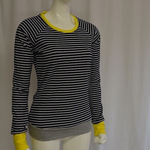 RaglanShirt Longsleeve ** Hannah ** Shirt Navy yellow Shirt for women, long-sleeved shirt, striped shirt, stripes, women&#39;s shirt size s - xxl