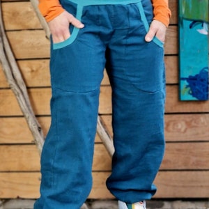 Muslin pants for women | airy pants made of muslin | pump pants | petrol | summer pants | wide pants | culottes | women&#39;s size 34 to 50