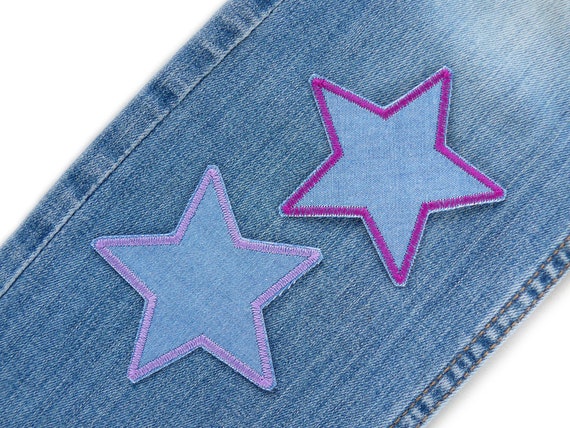 Toppe termoadesive 3 stelle, 8 cm, toppe jeans rosa viola lilla