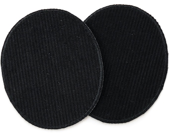 2 XL corduroy patches black, large knee patches for corduroy trousers, 10 x 12 cm, iron-on patches