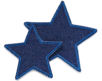 2 star patches for ironing on jeans, star patches for children/adults, trouser patches, iron-on patches blue